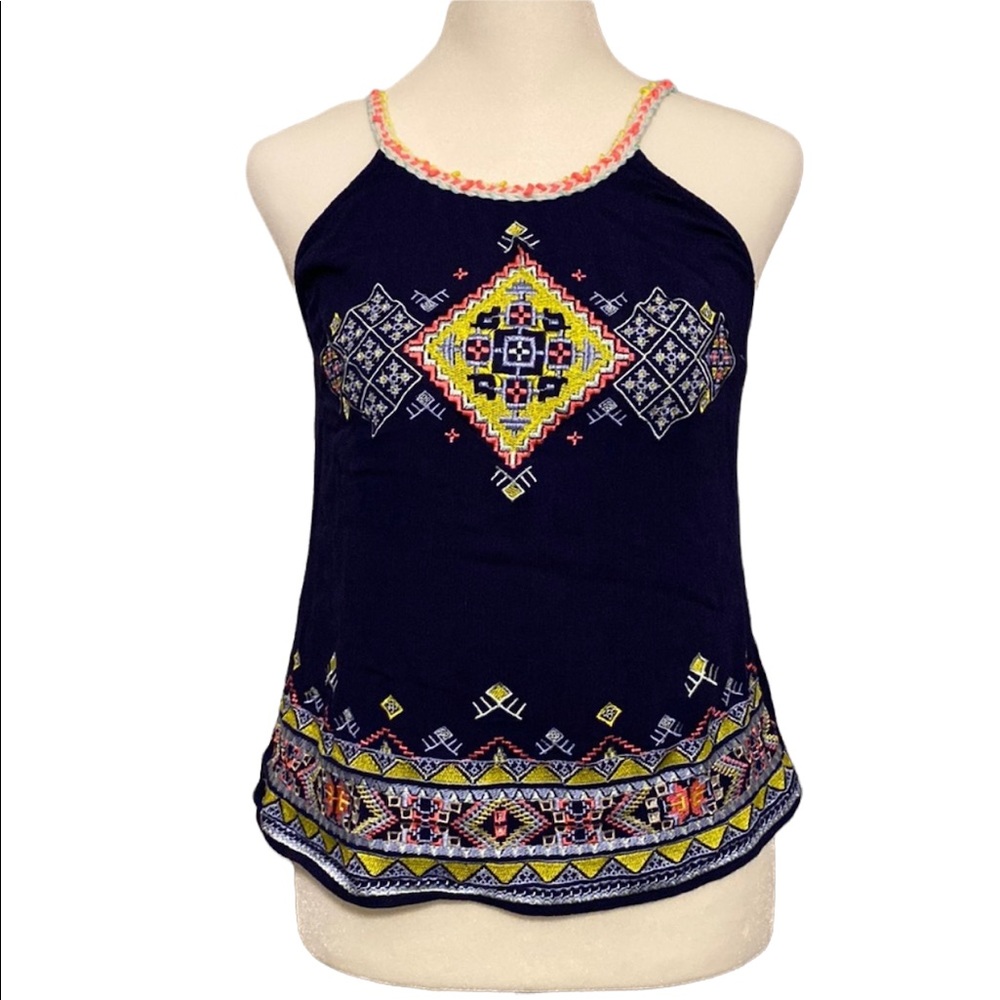 Boho gypsy embroidered tank top